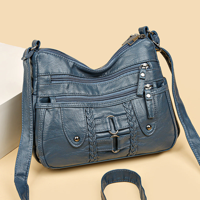 Large Space Knitted Messenger Bag with Polyester Lining for Daily - Teleplus Use knitted messenger bag large space
