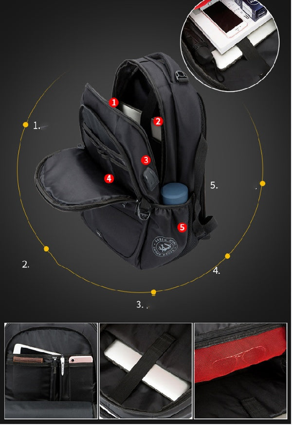 Large Waterproof Nylon Travel Bag 36-55L with Laptop and Zipper Pockets - 55L Compartment Teleplus