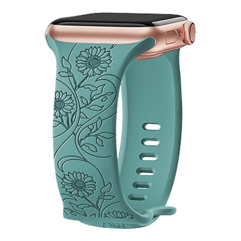 Laser Carved Embossed Brocade Sunflower Silicone Strap - Laser Carved Sunflower Silicone Strap Collection