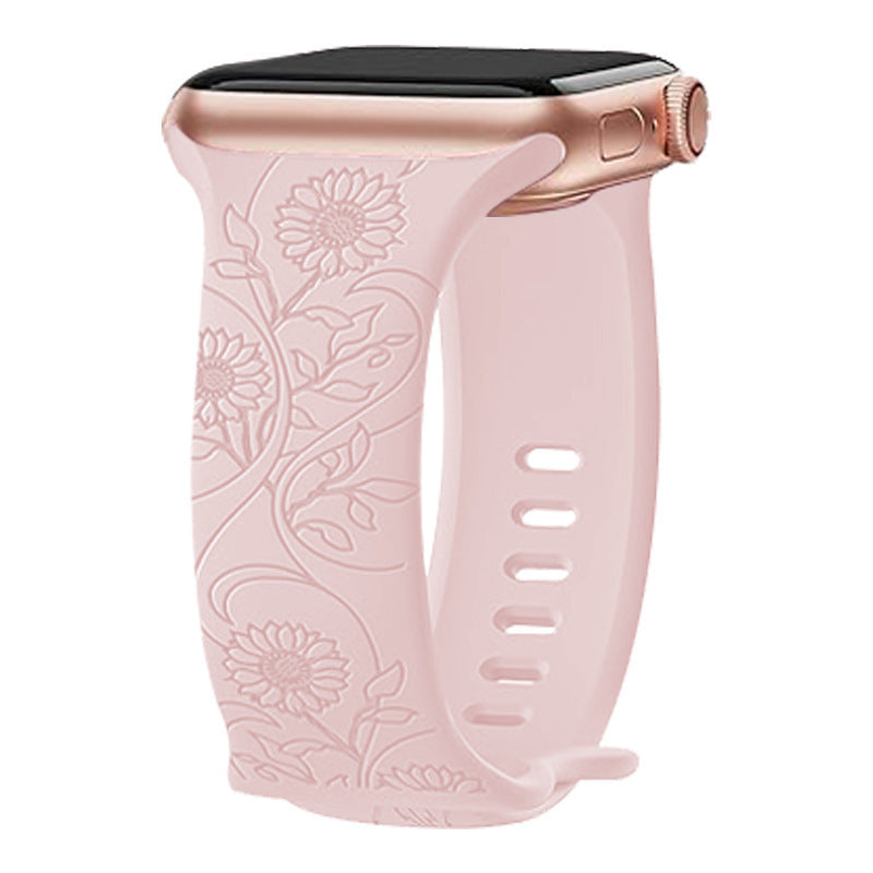 Laser Carved Embossed Brocade Sunflower Silicone Strap - Laser Carved Sunflower Silicone Strap Collection