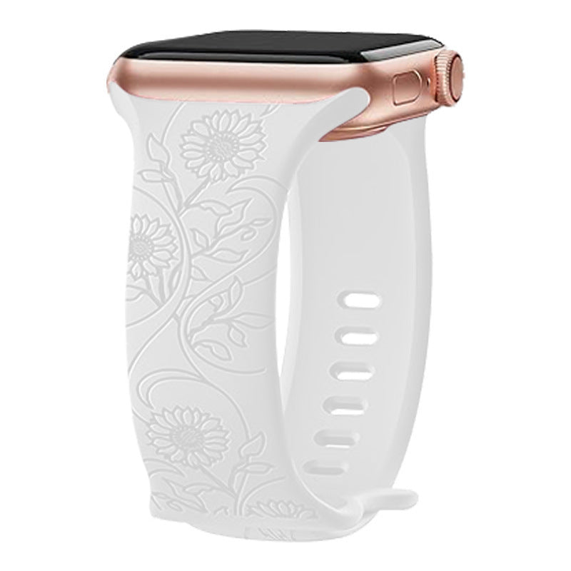 Laser Carved Embossed Brocade Sunflower Silicone Strap - Laser Carved Sunflower Silicone Strap Collection