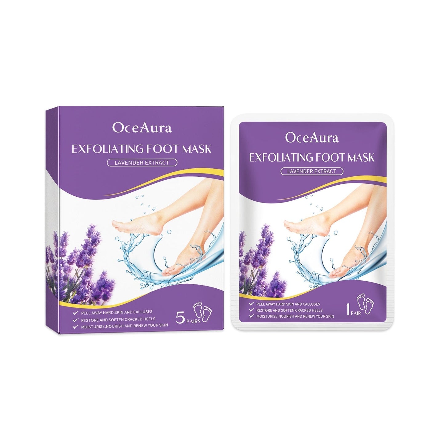Lavender Exfoliating Foot Mask with Aloe and Tea Tree Oils - Teleplus lavender exfoliating foot mask