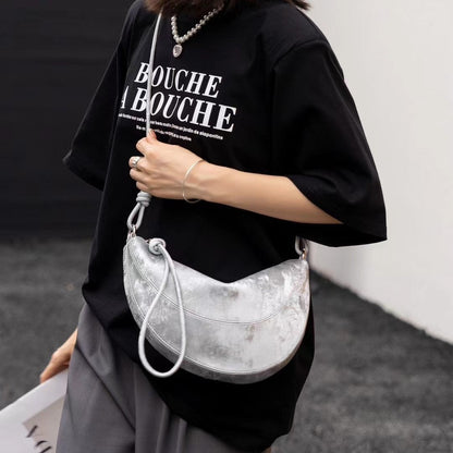 Layer Cattlehide Leather Fashion Shoulder Bag with Sandwich Zipper Design - for Women layer cattlehide leather fashion