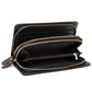 Layer Cowhide Clutch with Cotton Lining for Daily Use in Black or Coffee - First Double Zipper Fun layer cowhide clutch