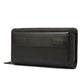Layer Cowhide Clutch with Cotton Lining for Daily Use in Black or Coffee - First Double Zipper Fun layer cowhide clutch