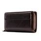 Layer Cowhide Clutch with Cotton Lining for Daily Use in Black or Coffee - First Double Zipper Fun layer cowhide clutch