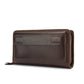 Layer Cowhide Clutch with Cotton Lining for Daily Use in Black or Coffee - First Double Zipper Fun layer cowhide clutch