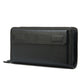 Layer Cowhide Clutch with Cotton Lining for Daily Use in Black or Coffee - First Double Zipper Fun layer cowhide clutch