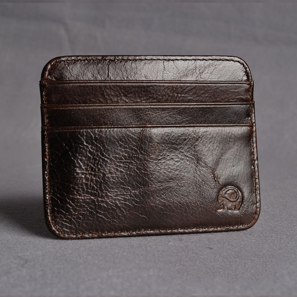 Layer Cowhide Coin Purse with Card and ID Slots for Unisex - First in Retro Oil Wax Fun layer cowhide coin purse