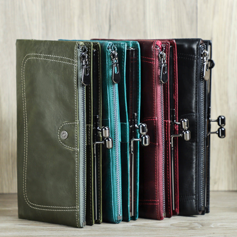 Layer Cowhide Leather Purse for Daily Use with Genuine US Craftsmanship - Wallet: Black Angel of Style Awaits united