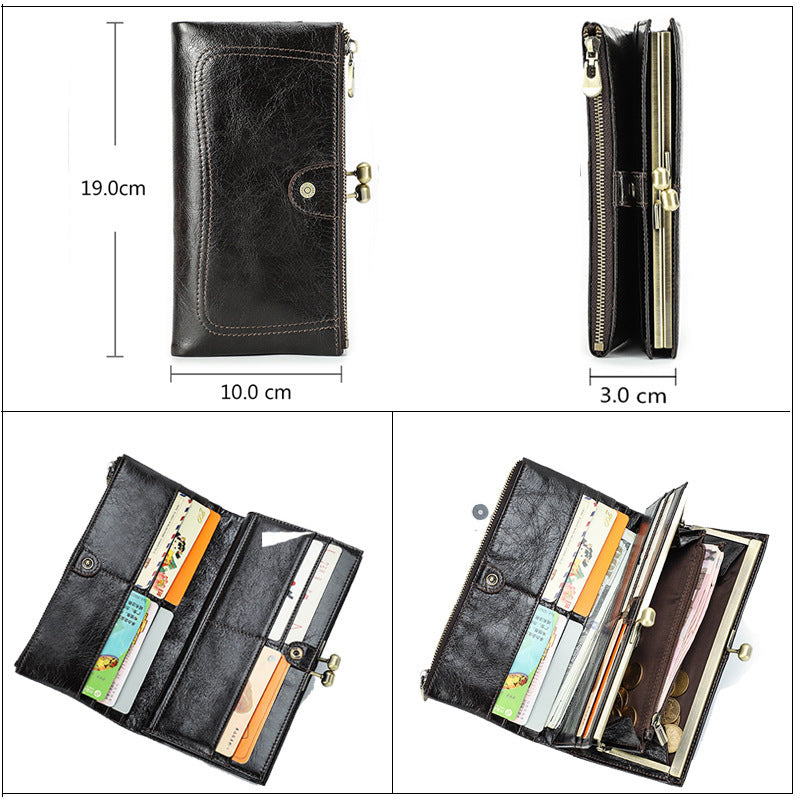 Layer Cowhide Leather Purse for Daily Use with Genuine US Craftsmanship - Wallet: Black Angel of Style Awaits united