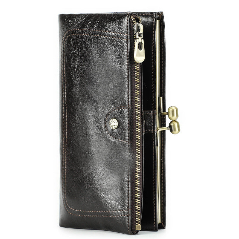 Layer Cowhide Leather Purse for Daily Use with Genuine US Craftsmanship - Wallet: Black Angel of Style Awaits united