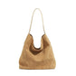 Layer Cowhide Matte Suede Commuter Shoulder Bag with Leather Outer Pocket - Teleplus layer cowhide matte suede commuter