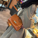 Layer Cowhide Retro Shoulder Bag in Sunset Yellow and Emerald Green - Teleplus layer cowhide retro shoulder bag