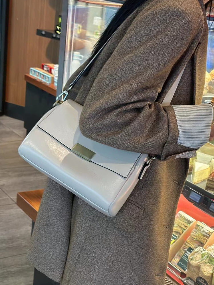 Layer Cowhide Retro Shoulder Bag in Sunset Yellow and Emerald Green - Teleplus layer cowhide retro shoulder bag