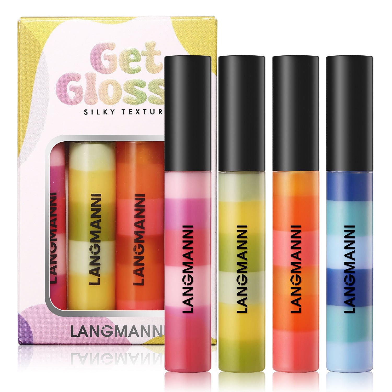 Layered Lip Gloss with Rainbow Colors for Lasting Moisturization - layered lip gloss rainbow colors