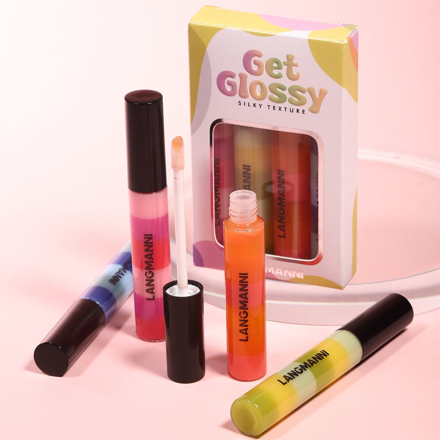 Layered Lip Gloss with Rainbow Colors for Lasting Moisturization - layered lip gloss rainbow colors