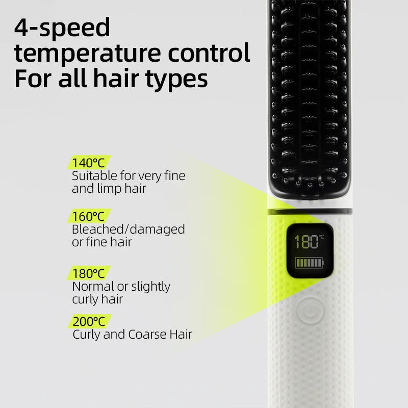 LCD USB Charging Straight Comb Negative Ion Lazy Hair Straightener Curly Hair Dual-use Broken Hair Finishing - LCD USB