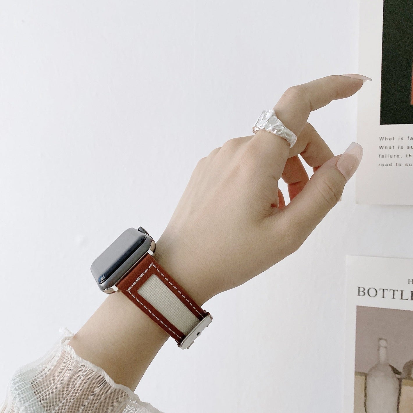 Leather Watch Strap in Various Colors for CHF Watches the United States - Brown and Beige Canvas united states chf