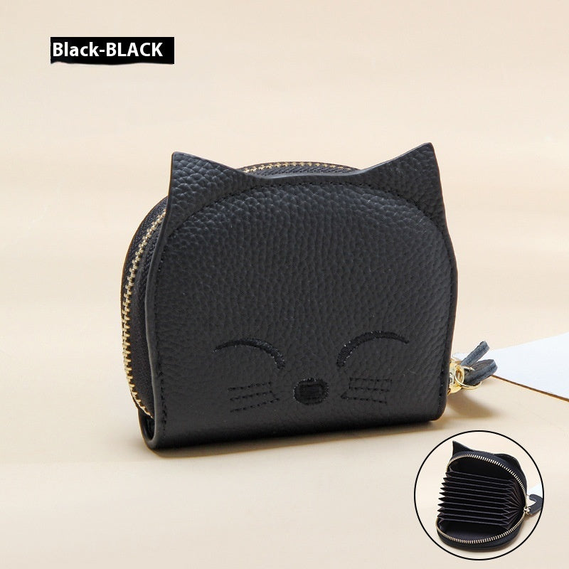 Leather Card Holder with Embroidery Thread in Multiple Colors - Chic Women’s a Fun Twist leather card holder