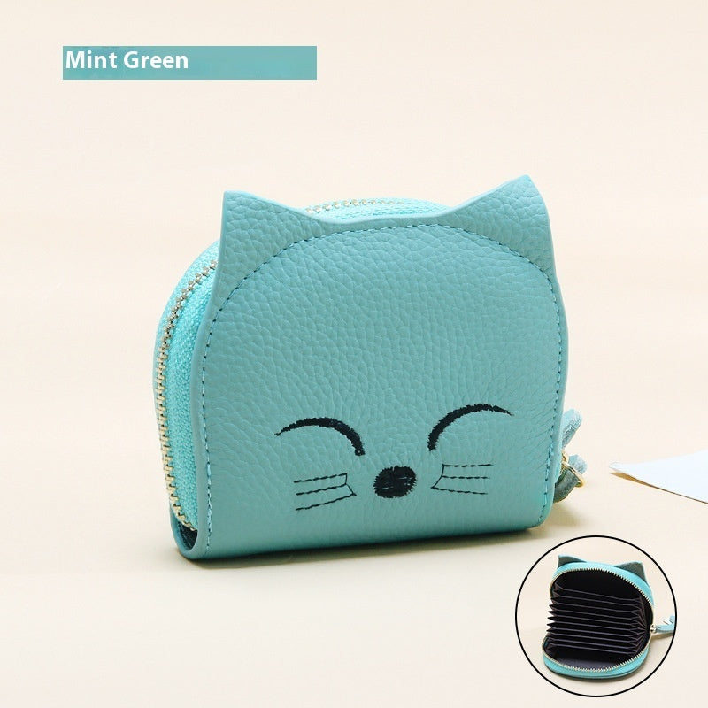 Leather Card Holder with Embroidery Thread in Multiple Colors - Chic Women’s a Fun Twist leather card holder