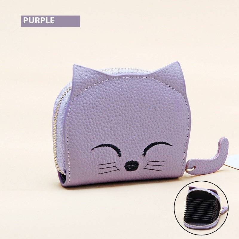 Leather Card Holder with Embroidery Thread in Multiple Colors - Chic Women’s a Fun Twist leather card holder