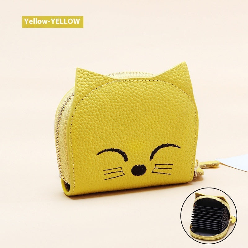 Leather Card Holder with Embroidery Thread in Multiple Colors - Chic Women’s a Fun Twist leather card holder