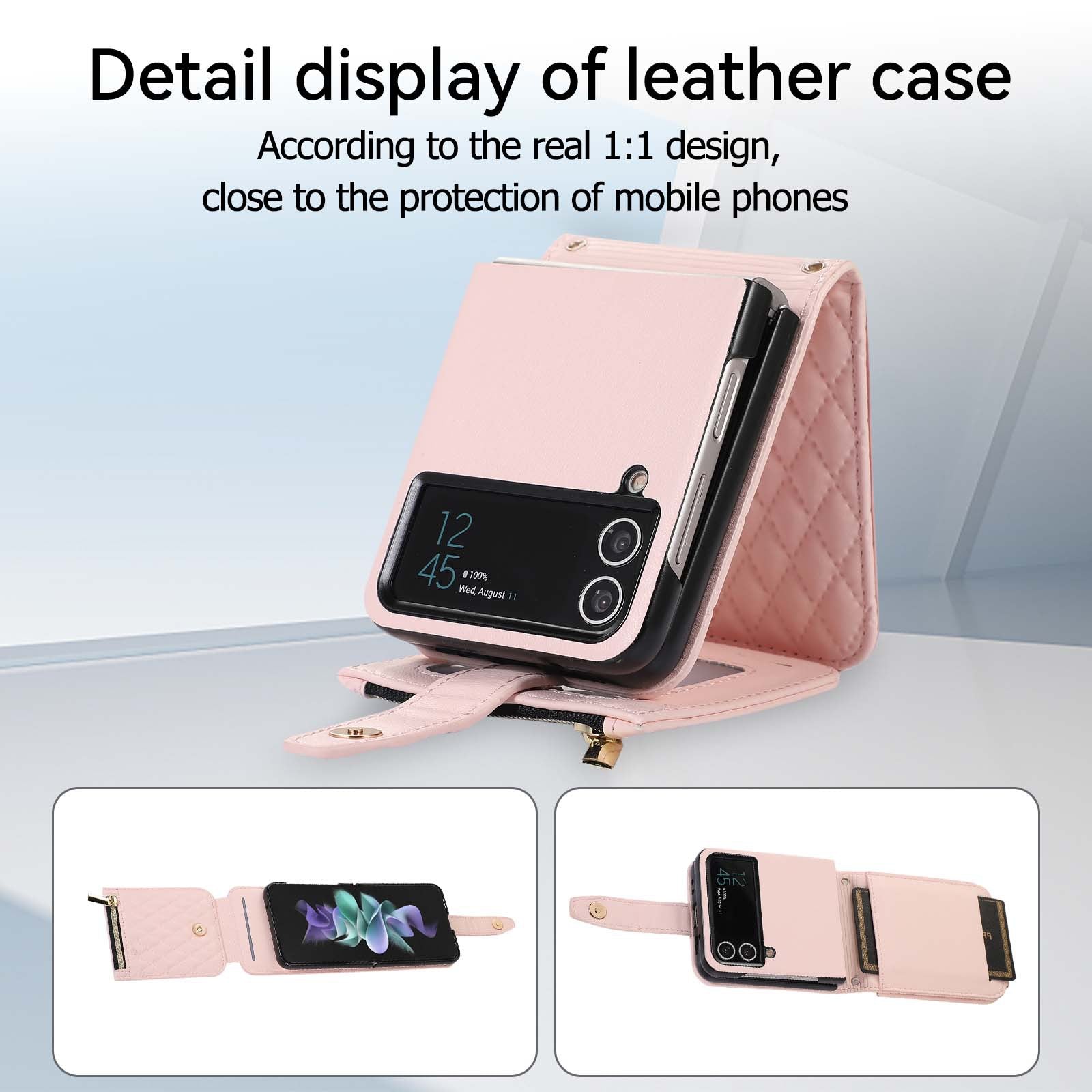Leather Case Slung with Colorful Short and Long Shoelace Phone Cover Zipper - Shoulder leather case slung shoulder