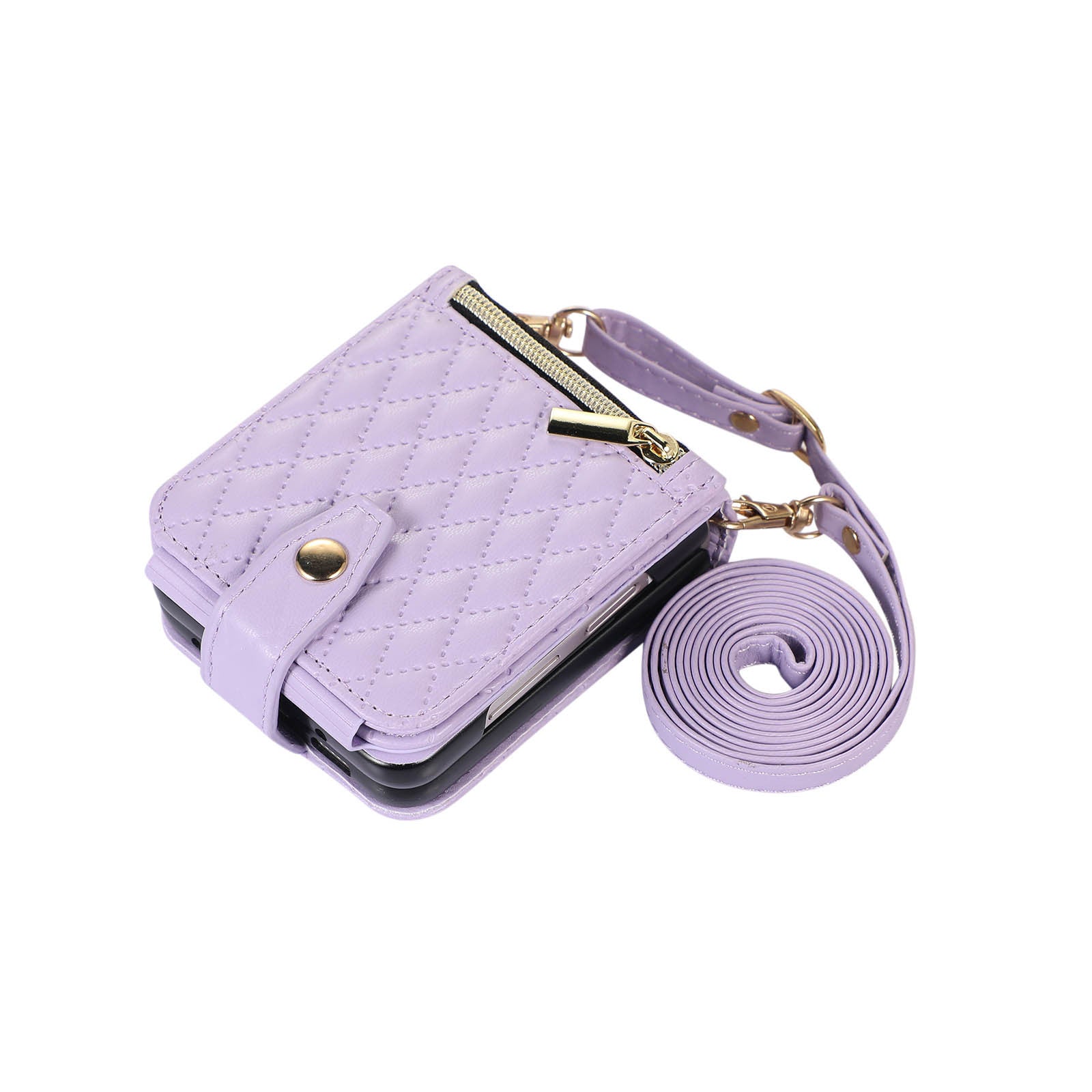 Leather Case Slung with Colorful Short and Long Shoelace Phone Cover Zipper - Shoulder leather case slung shoulder