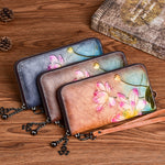 Leather Coin Purse with Flowers Lining Retro Brown for United States CHF - Genuine Style Queens united states chf coin