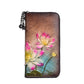 Leather Coin Purse with Flowers Lining Retro Brown for United States CHF - Genuine Style Queens united states chf coin