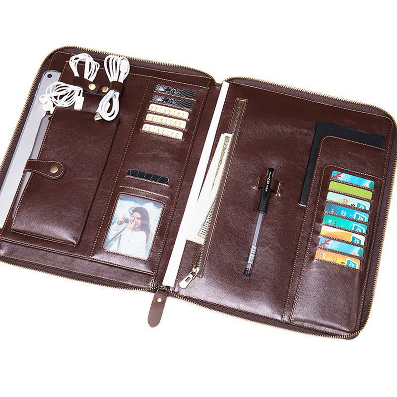 Leather Cowhide Card Holder for Men with Zipper and Photo Slots in United States - Case Wallet Your Tech Coins