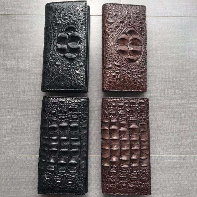 Leather Crocodile Skin Long Wallet in Black or Coffee Color for the United States - Snag This Fashionable