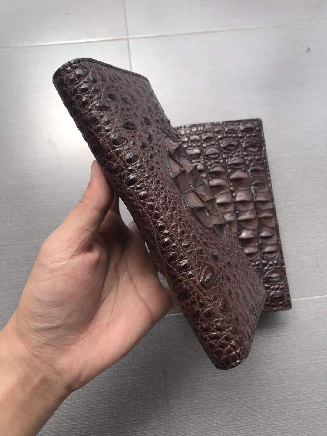 Leather Crocodile Skin Long Wallet in Black or Coffee Color for the United States - Snag This Fashionable
