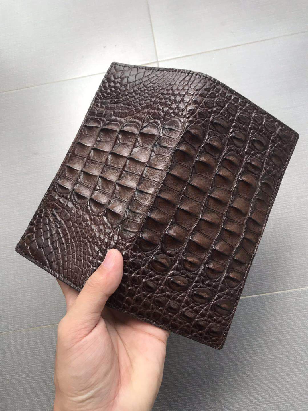 Leather Crocodile Skin Long Wallet in Black or Coffee Color for the United States - Snag This Fashionable