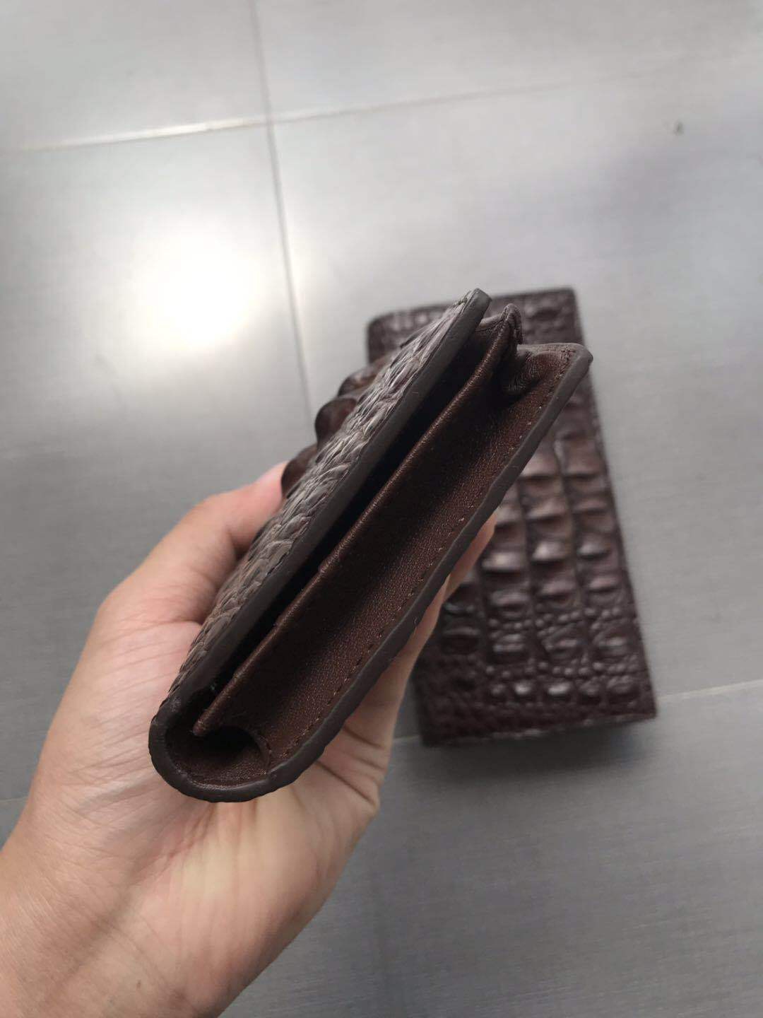 Leather Crocodile Skin Long Wallet in Black or Coffee Color for the United States - Snag This Fashionable