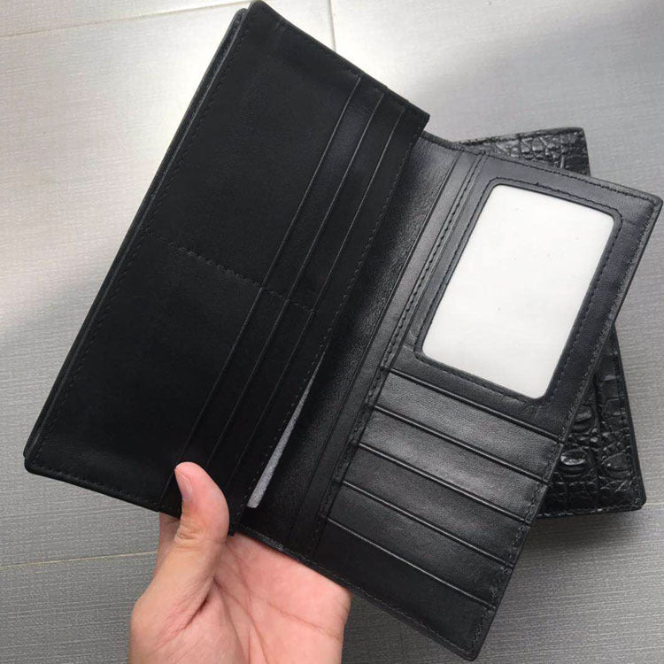 Leather Crocodile Skin Long Wallet in Black or Coffee Color for the United States - Snag This Fashionable