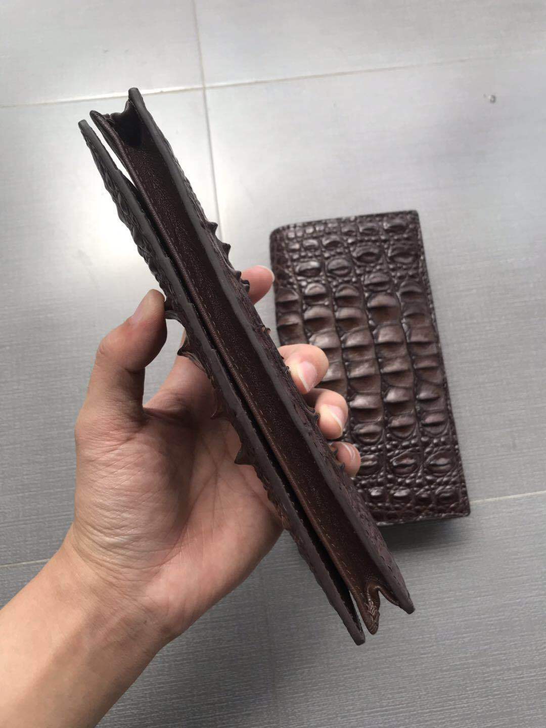 Leather Crocodile Skin Long Wallet in Black or Coffee Color for the United States - Snag This Fashionable