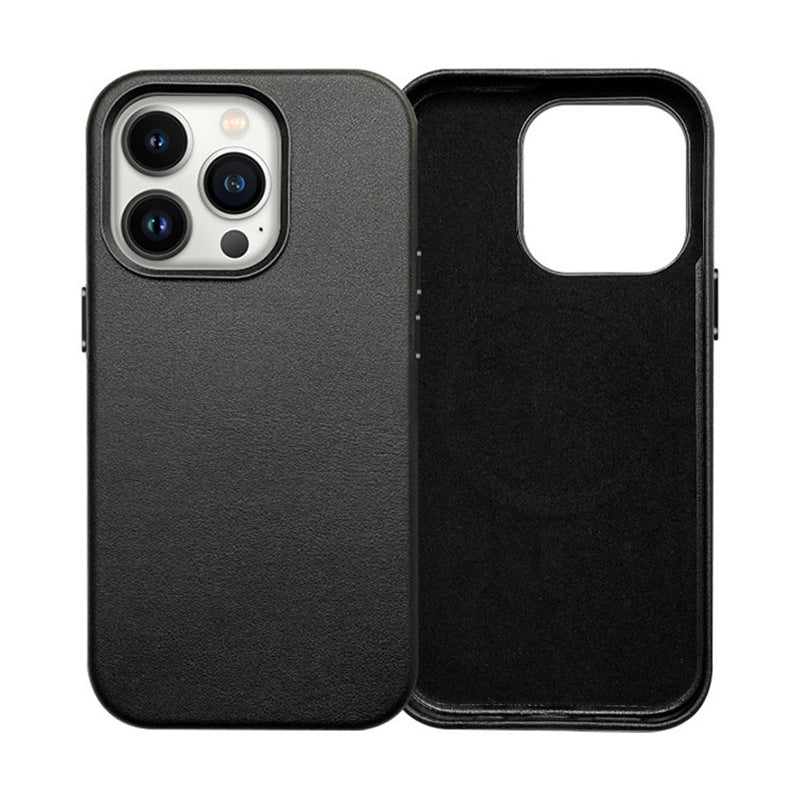 Leather Drop-Resistant Anti-Wear Magnetic Business Case for iPhone 14 Series - iphone14 series magnetic business