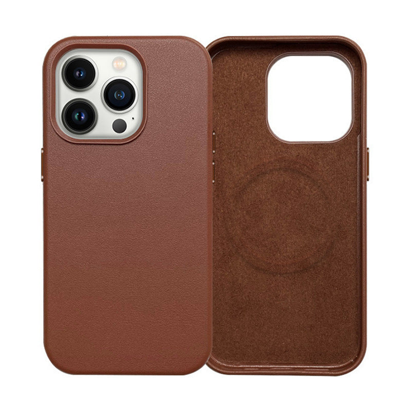 Leather Drop-Resistant Anti-Wear Magnetic Business Case for iPhone 14 Series - iphone14 series magnetic business