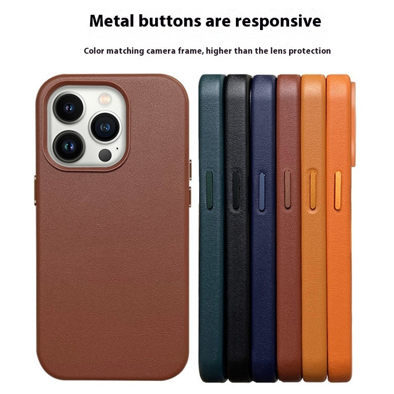 Leather Drop-Resistant Anti-Wear Magnetic Business Case for iPhone 14 Series - iphone14 series magnetic business