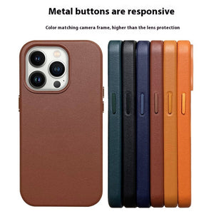 Leather Drop-Resistant Anti-Wear Magnetic Business Case for iPhone 14 Series - iphone14 series magnetic business