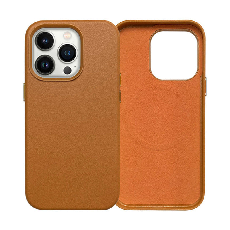 Leather Drop-Resistant Anti-Wear Magnetic Business Case for iPhone 14 Series - iphone14 series magnetic business