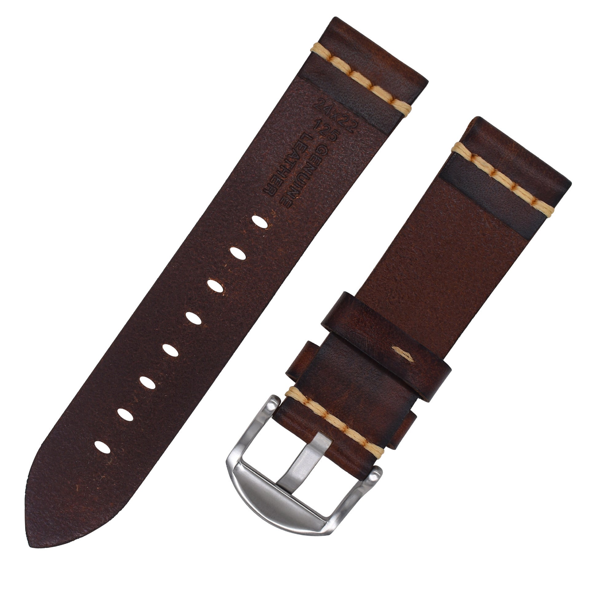 Leather Handmade Leather Strap Vintage Strap 20mm Needle Buckle Men’s Style - Leather Handmade Vintage Strap