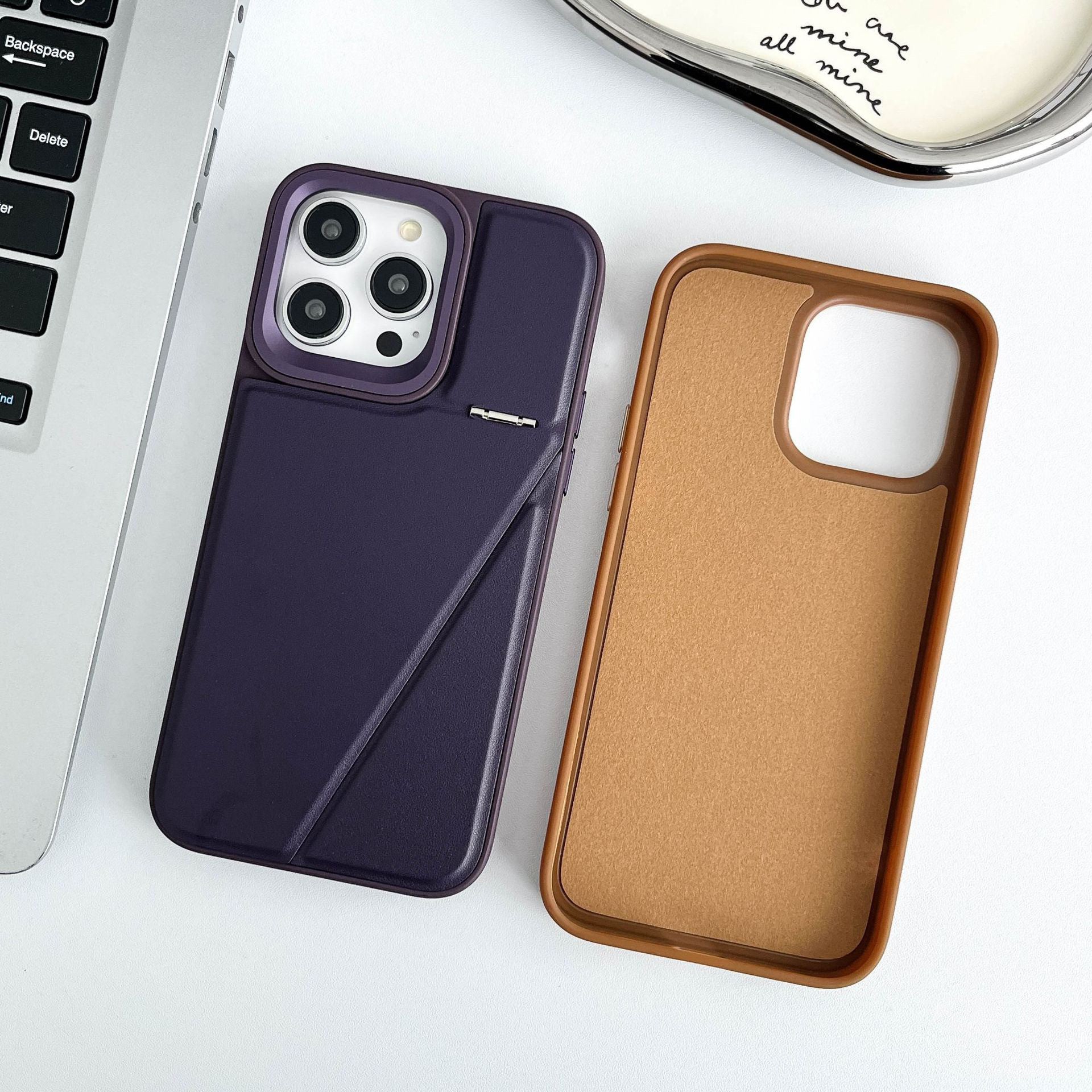 Leather Hidden Bracket Phone Case - Leather Hidden Bracket Phone Case in Stylish Colors