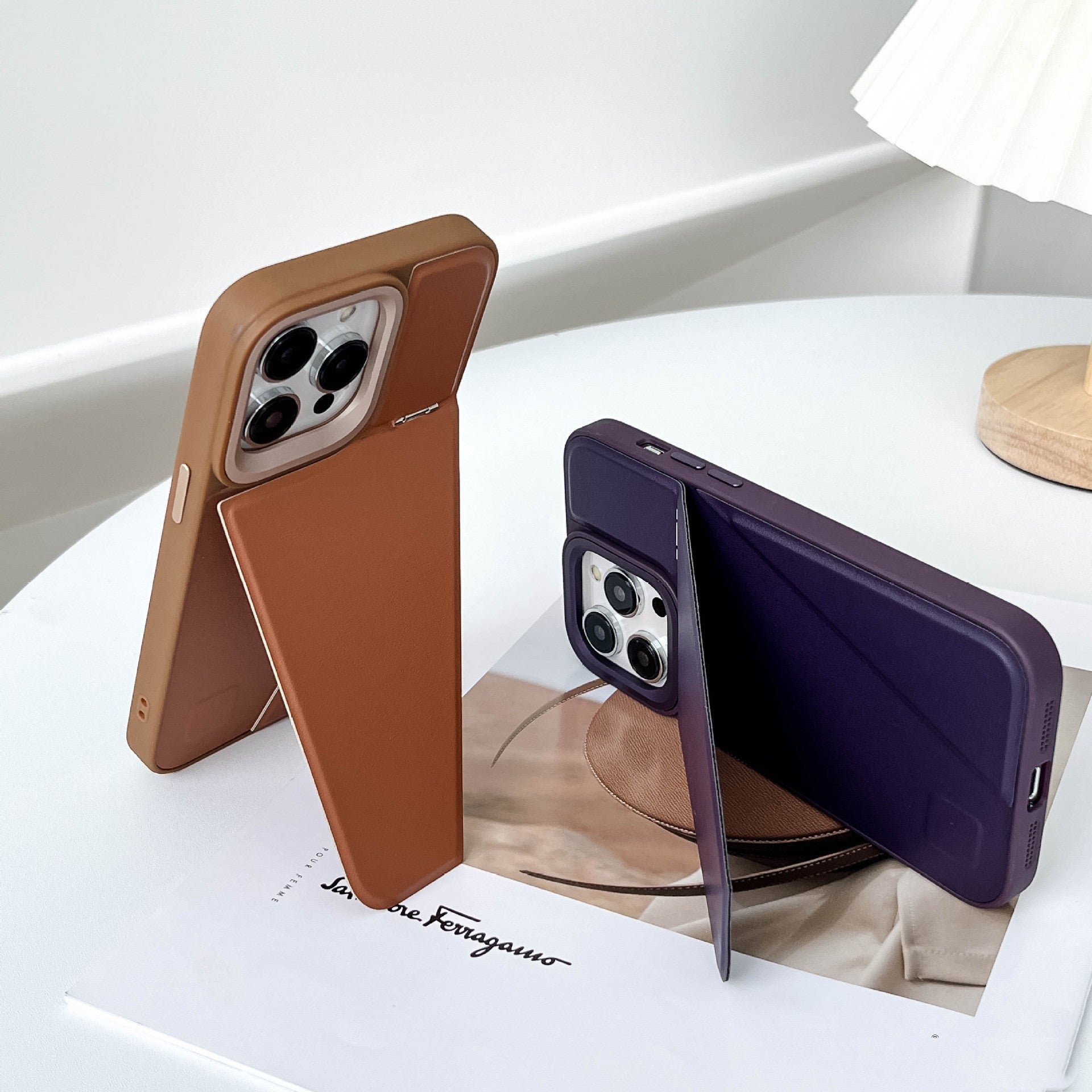 Leather Hidden Bracket Phone Case - Leather Hidden Bracket Phone Case in Stylish Colors