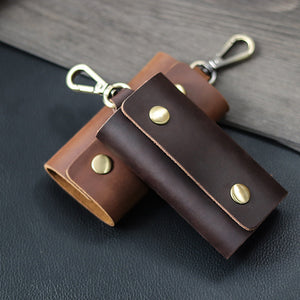 Leather Key Bag with Retro Style and Pure Color Design - Get Your Manly Multifunctional Now leather key bag