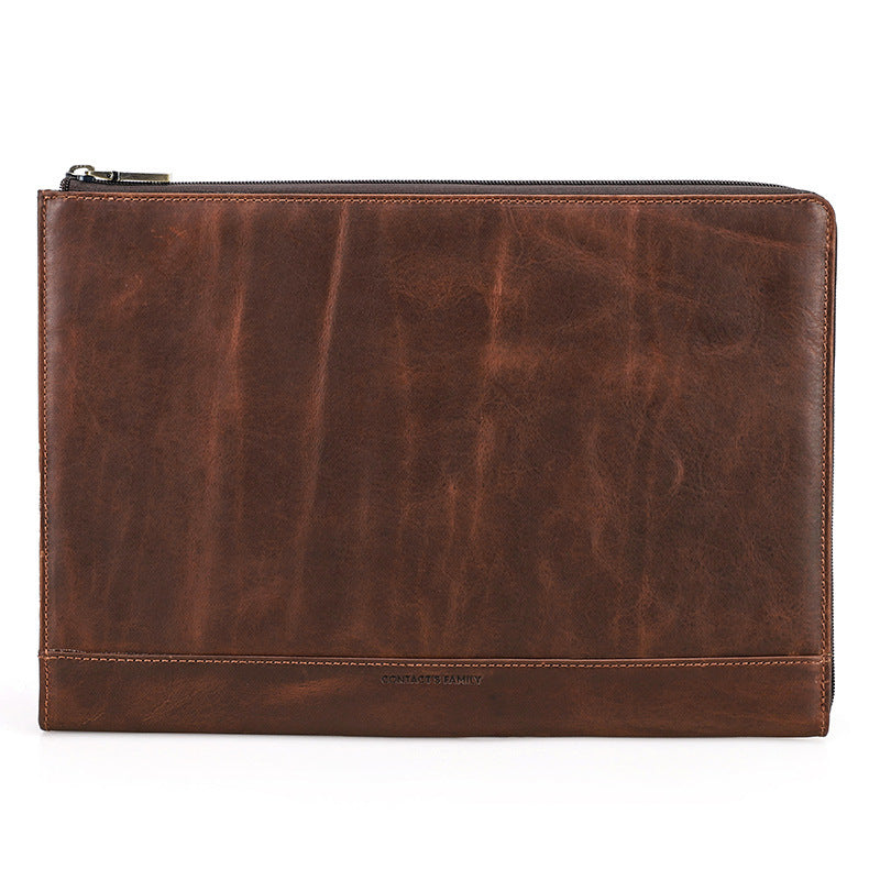 Leather Laptop Bag Reddish Brown Coffee Color Computer Sleeve Case - Teleplus
