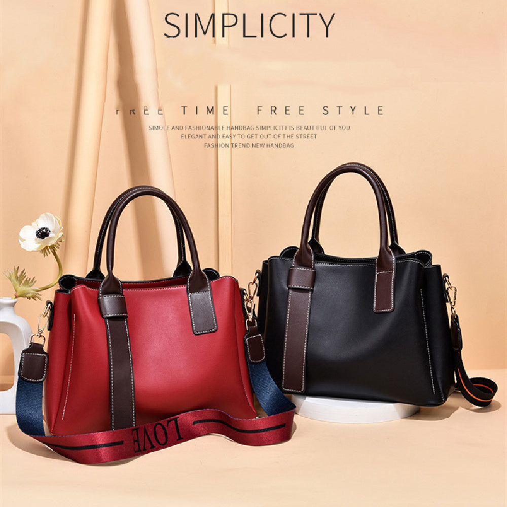 Leather Large Capacity PU Bag for Cosmetics Phones and Files - soft leather large capacity handbag fashion trendy
