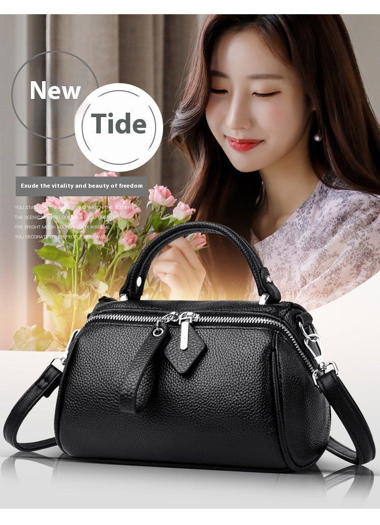 Leather Large Capacity Shoulder Crossbody Bag with Sandwich Pocket and Soft Genuine - Teleplus for Daily Use leather